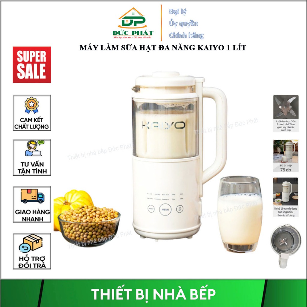 Máy Làm Sữa Hạt Đa Năng Kaiyo 1 Lít - Xay Nấu Tự Động Giải Pháp Ăn Uống Healthy, Tốt Cho Sức Khỏe