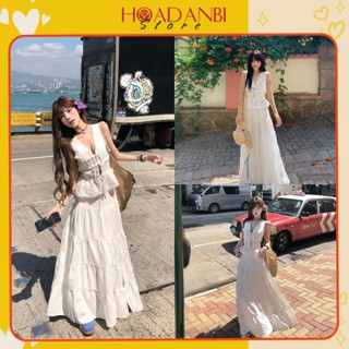 Set Áo Kiểu Sát Nách Thắt Nơ Ngực Viền Ren Phối Chân Váy Dài 5 Tầng Xoè Bồng Bềnh Hoadanbistore