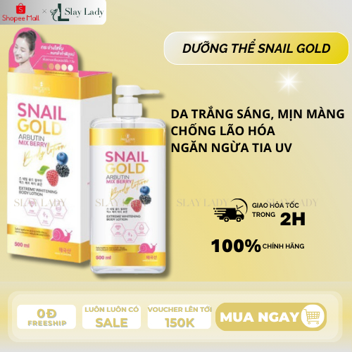 Sữa Dưỡng Thể SNAIL GOLD ARBUTIN BODY LOTION 500ml Slaylady - A21