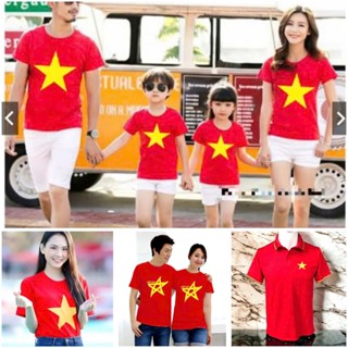 Áo cờ đỏ sao vàng vải cotto in kỹ thuật số, Thun polo thái mịn mát - Cool Maxx