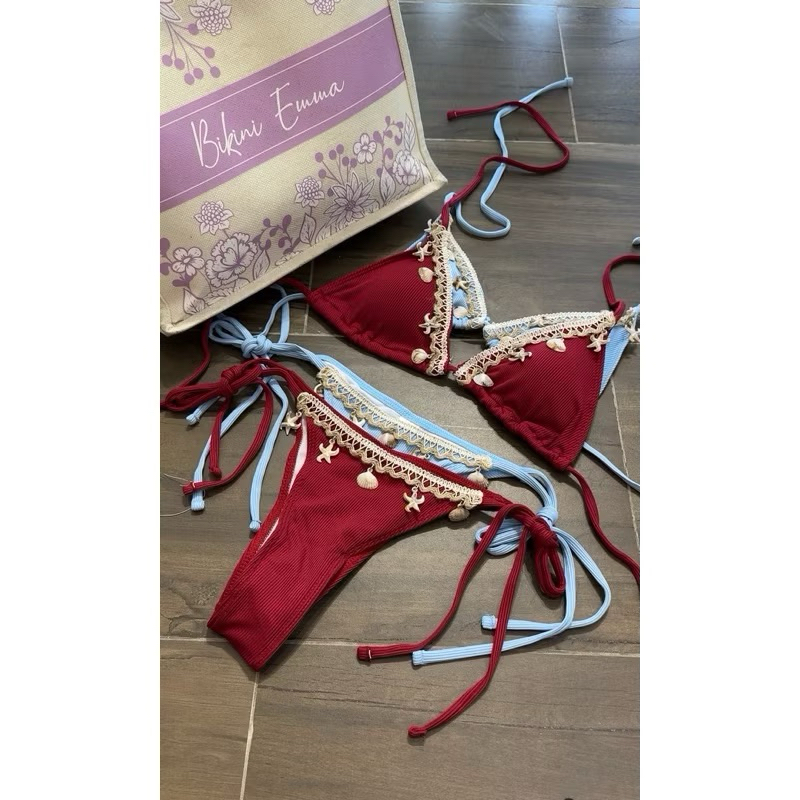 Bikini áo tắm 2 mảnh áo bassi quần lọt nhỏ kèm phu kiêm ren ( sẵn hàng ) | BigBuy360 - bigbuy360.vn
