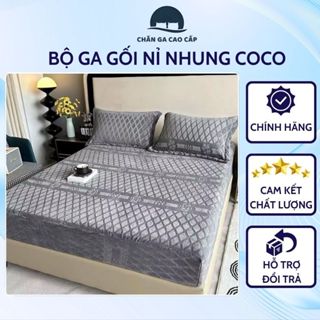 [HÀNG LOẠI 1] Bộ Ga Gối Nỉ Nhung COCO Sang Trọng Chất Liệu Dày Dặn Mềm Mịn Bọc Đệm Ga Giường Mùa Đông