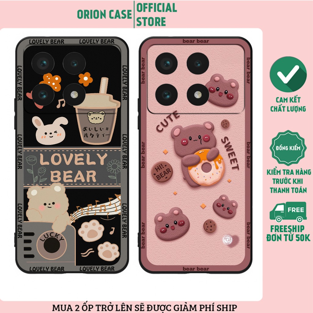 Ốp lưng Redmi K70 / K70E / K70 Pro / K70 Ultra n hình gấu bear dễ thương,cute hottrend