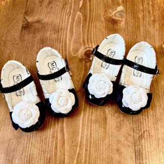 Giày Búp Bê Hoa Trà Mã B12 Phối Mầu Trắng Đen Thời Trang Xinh Yêu Cho Bé Đi Học Đi Chơi