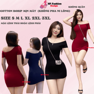 Váy lệch trễ vai ôm body dáng ngắn không mút, đầm body kiểu nữ đi tiệc tôn dáng sang chảnh có bigsize HP39 -HMD