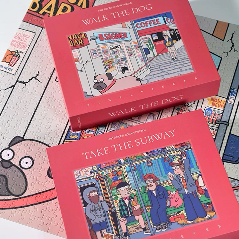 PIXEL PUZZLE 1000pcs TAKE THE SUBWAY & WALK THE DOG
