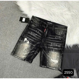Quần short jean nam đen rách co giãn cao cấp chất bò form đẹp thêu họa tiết chữ mẫu mới