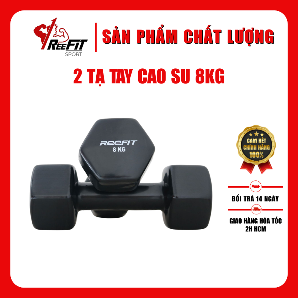 Bộ 2 Tạ Tay Bọc Cao Su 8kg - Dụng Cụ Thể Dục Thể Hình,Tạ Tay Đơn Cho Nữ/Nam Tập Gym ( 2 cục 8kg )