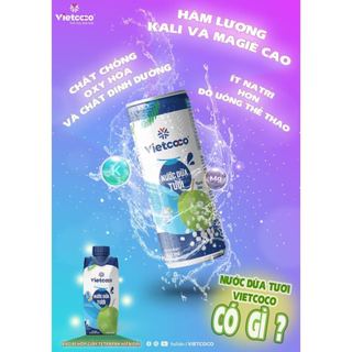 Nước Dừa Tươi Vietcoco có cơm giàu chất điện giải 240ml