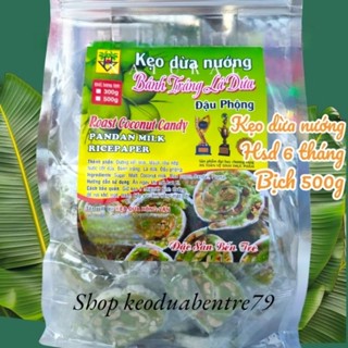 Kẹo dừa nướng bánh tráng lá dứa đậu phộng Hồng Vân  ( bịch 500g )