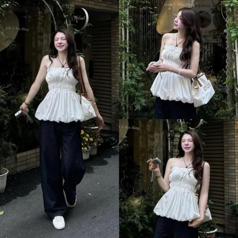 (ẢNH OLDSCHOOL) Áo bí cúp ngực dáng xoè chất gió sần QC808 Kenco clothing Sài Gòn | BigBuy360 - bigbuy360.vn