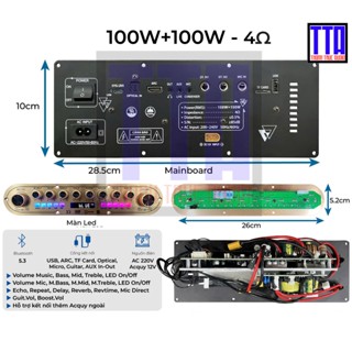 Bo Mạch loa kéo xách tay công suất lớn V102L 3 tấc đôi - 2 kênh 200W