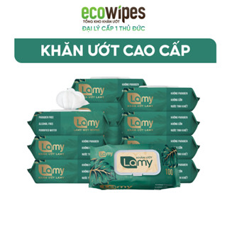 KHO THỦ ĐỨC_Thùng 10 Gói Khăn Ướt Lớn 100 Tờ Lamy Khăn Lau Cho Bé Không Mùi Không Cồn Không Parabens