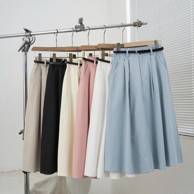 Chân Váy Kaki 2328, Kiểu Dáng Xòe, Thiết Kế Cạp Bán Chun Co Giãn Dễ Mặc