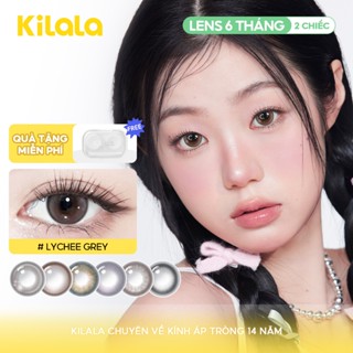 Kính áp tròng Kilala màu nâu Lychee Grey/Berry Purple/Pearly Grey  DIA  lens cận 6 tháng có độ  (0-7) 1 cặp