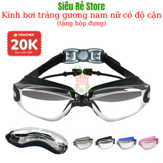 Kính bơi Siêu Rẻ Store có hộp Kính bơi trẻ em nam nữ có độ cận tráng gương cao cấp chống nước chống mờ