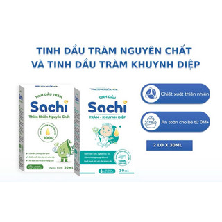 Tinh Dầu giữ ấm chống muối SACHI an toàn cho Bé (1 Tràm và 1 Tràm Khuynh Diệp) /Chai 30ml SHC