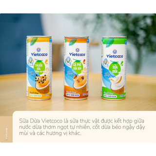 Sữa Dừa Vietcoco nguyên vị 240ml - sữa thực vật tốt cho người ăn kiêng