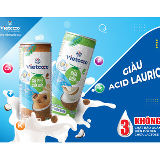 Sữa Dừa Vietcoco nguyên vị 240ml - sữa thực vật tốt cho người ăn kiêng