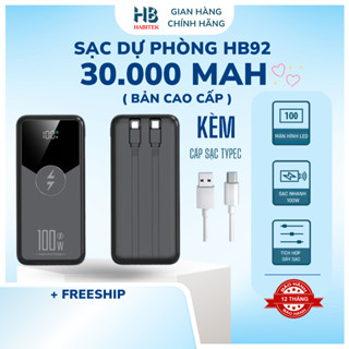 Sạc Dự Phòng 30000mah và 50000mah HABITEK HB92 Sạc Nhanh 120W Sẵn Cap Sạc Nhanh Cho Mọi Dòng Điện Thoại