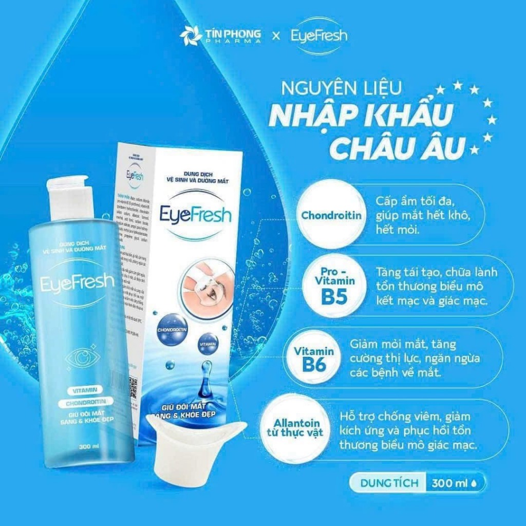 Nước Rửa Mắt EYEFRESH Giúp Làm Sạch Bụi Bẩn Dưỡng Mắt Hỗ Trợ Giảm Khô Mắt, Mỏi Mắt 300ml