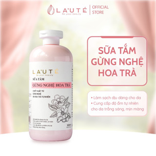 Sữa tắm gừng nghệ hoa trà La’ute dưỡng trắng mờ thâm cấp ẩm mềm mịn da