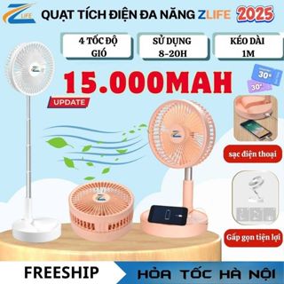  Quạt tích điện đa năng gấp gọn kéo dài 1m Z24 - Quạt sạc tích điện mini pin trâu sử dụng 20h 