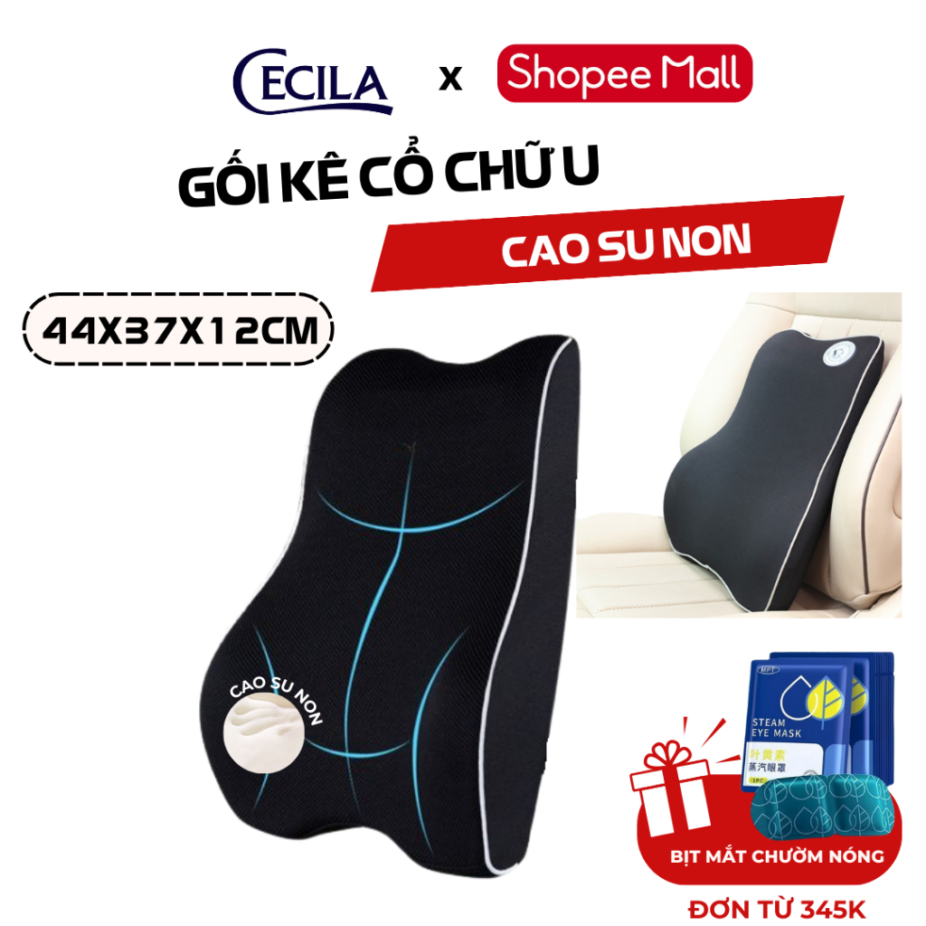 Gối tựa lưng dài cao su non CECILA Gối Nệm Y Tế, thiết kế ôm trọn lưng, giúp thư giãn, giảm đau mỏi 
