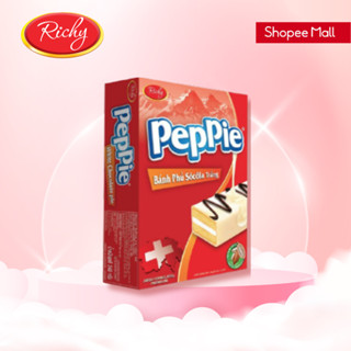 Bánh Peppie Richy phủ socola trắng hộp 3 (45g) bánh bông lan kem bơ sữa