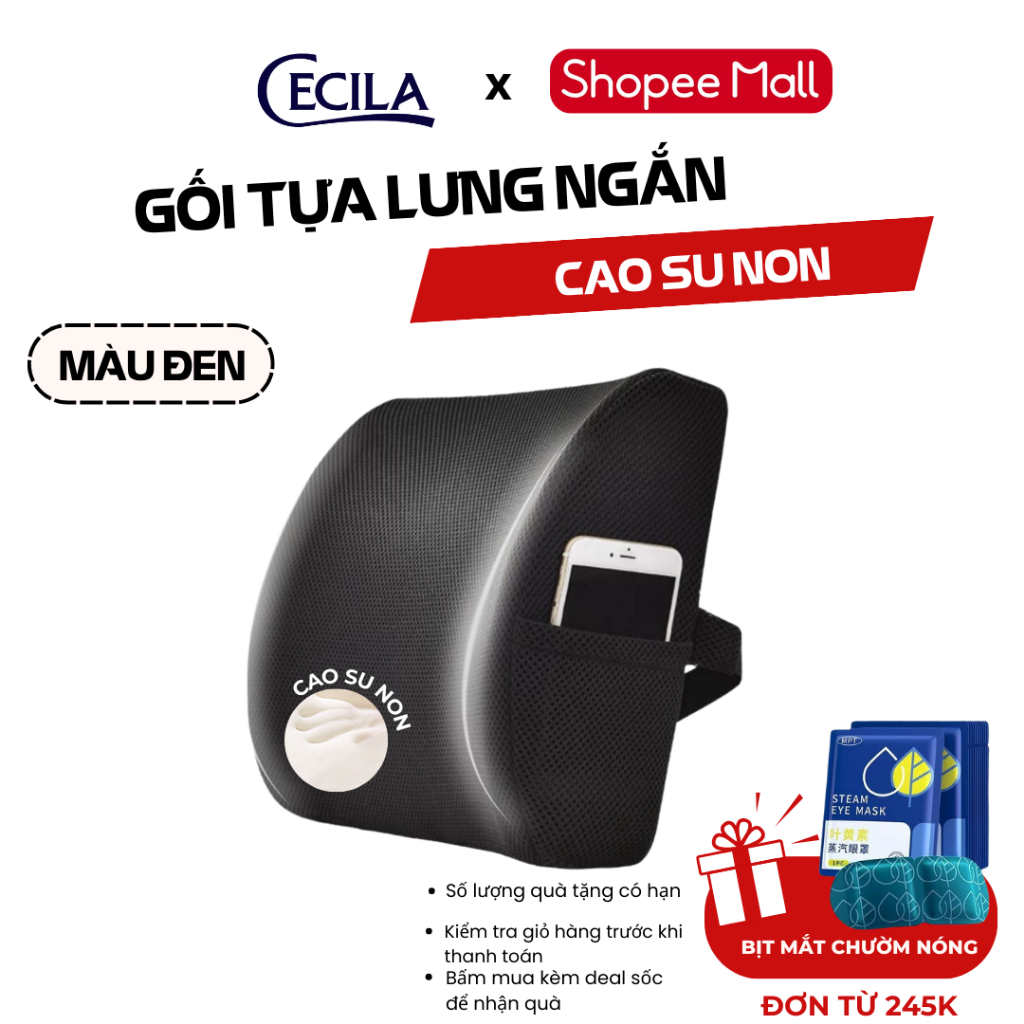 Gối tựa lưng văn phòng CECILA Gối Nệm Y Tế ruột cao su non thoáng khí đàn hồi cực tốt dành cho dân văn phòng, lái xe