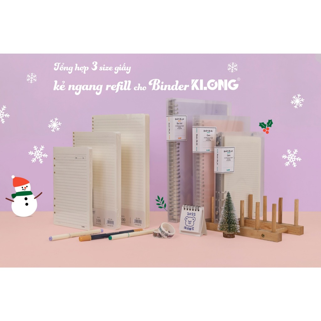 Sổ còng Klong A5 B5 A4 giấy refill 6 8 26 30 lỗ, bìa còng sắt làm sổ tay sổ ghi chép take notes hxgs