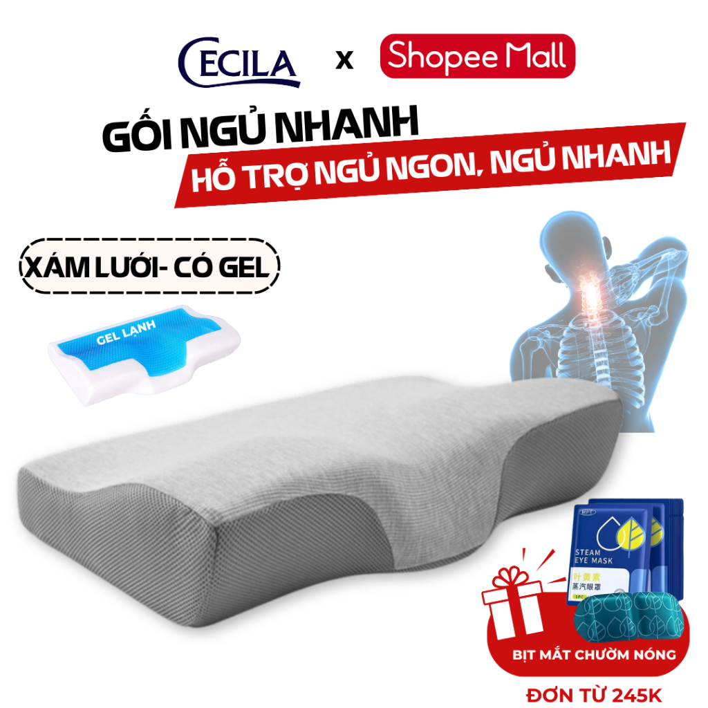 Gối chống đau mỏi cổ vai gáy Cecila cao su non giúp ngủ ngon ngủ sâu hơn, phù hợp với mọi tư thế nằm ngủ