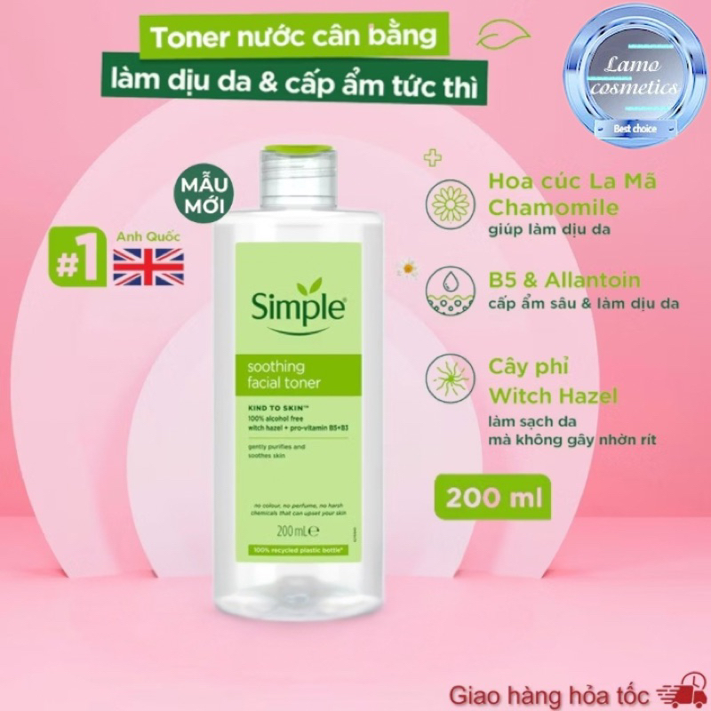 [HÀNG NHẬP KHẨU DATE 2027] Nước hoa hồng Simple, Toner Simple Kind To Skin Soothing Facial | BigBuy360 - bigbuy360.vn