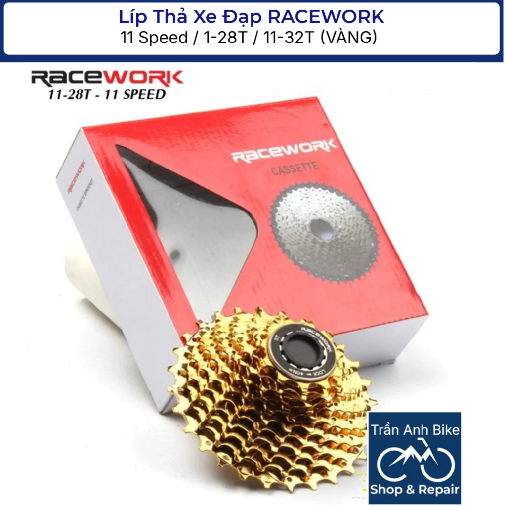 Líp Thả Líp 11 Xe Đạp RACEWORK 11-28T / 11-32T (VÀNG) - Hàng Chính Hãng