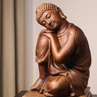 Tượng Phật An Nhiên Vạn Phúc, Làm Bằng Gỗ Mun Đuôi Công Decor Phòng Khách, Phòng Thờ, Góc Tu Tập