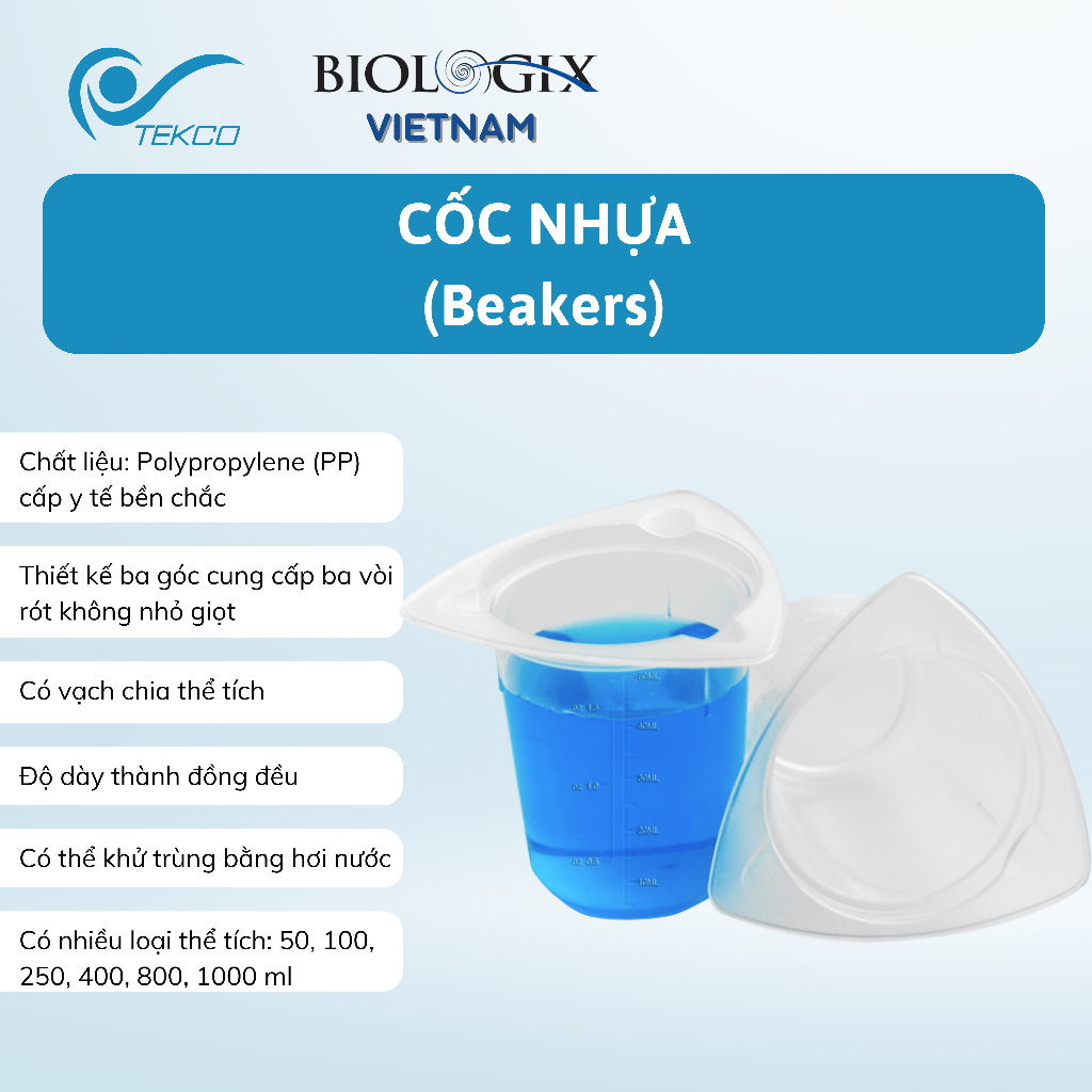 Cốc nhựa (Beakers), hãng Biologix-USA