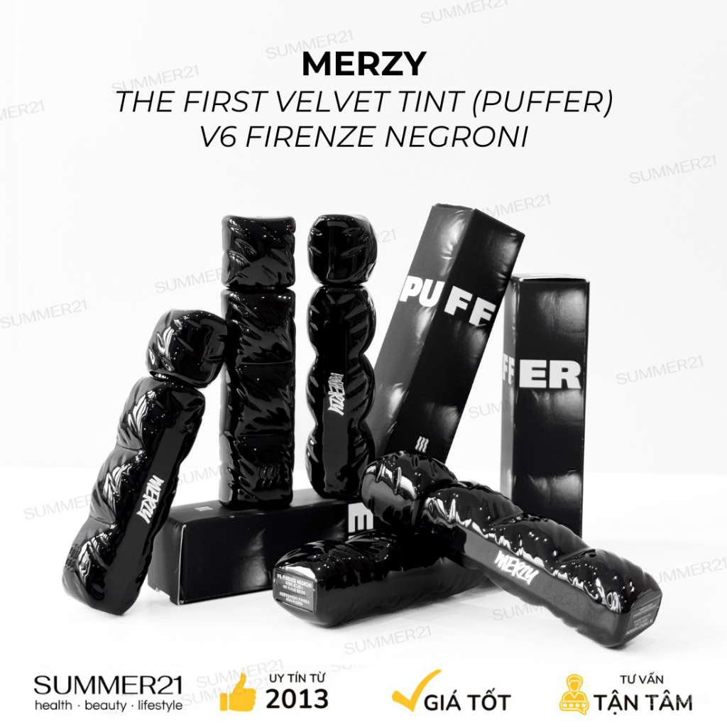 Son kem lì MERZY V6 FIRENZE NEGRON THE FIRST VELVET TINT (PUFFER) (VỎ ĐEN)