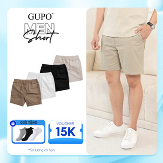 Quần Short Nam XẺ LINE GUPO Lưng Thun Dây Rút Vải Kaki Nhung Cao Cấp, Co Giãn Thoải Mái, Trẻ Trung