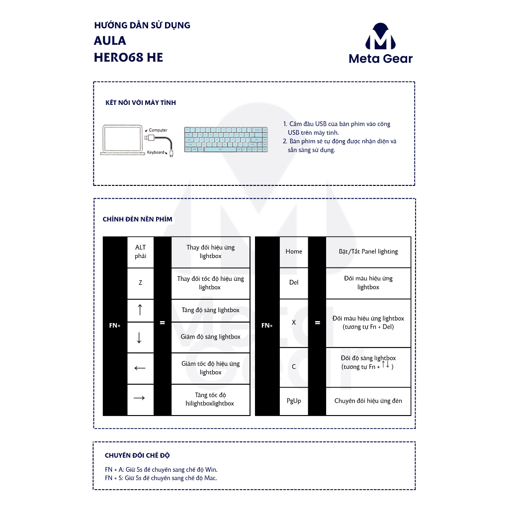 Bàn phím cơ Aula Hero68 HE - Bàn phím cắm dây, Led RGB, Hotswap, Keycap PBT | BigBuy360 - bigbuy360.vn
