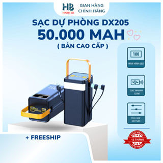 Sạc Dự Phòng 50000mah Habitek Sạc Nhanh 120W, Tích Hợp 2 Dây Sạc, Sạc Nhiều Dòng Điện Thoại - DX205
