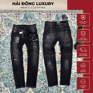 Quần Jean DSQ Xám Khói Hàng SC Ống Biker Rách Xước Thiết Kế Khoá Lệch Nét Keng