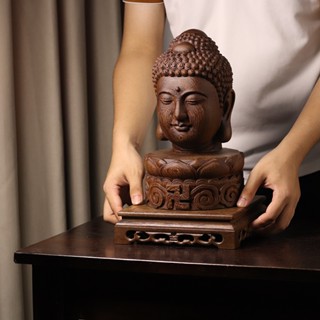 Diện Phật, Tượng Phật Thủ An Nhiên Làm Bằng Gỗ Mun Đuôi Công Decor Phòng Khách, Phòng Tu Tập, Nơi Làm Việc