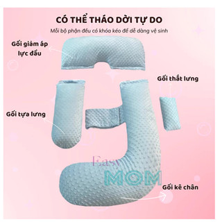 Gối ôm bà bầu chữ G MEDTECH tháo rời kê bụng bầu chất nhung đậu hạt nổi matxa cao cấp