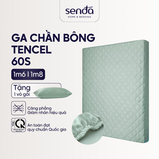 Ga giường chần bông Lụa Tencel 1m6 1m8 Sen Đá Home Bedding cao cấp trơn màu, drap bo chun trải nệm, ra bọc đệm