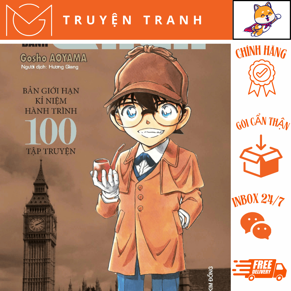 Truyện - Thám Tử Lừng Danh Conan - Tập 100 - Bản Giới Hạn, Bìa Cứng - Tặng Kèm Set 4 Bookmark PVC - 
