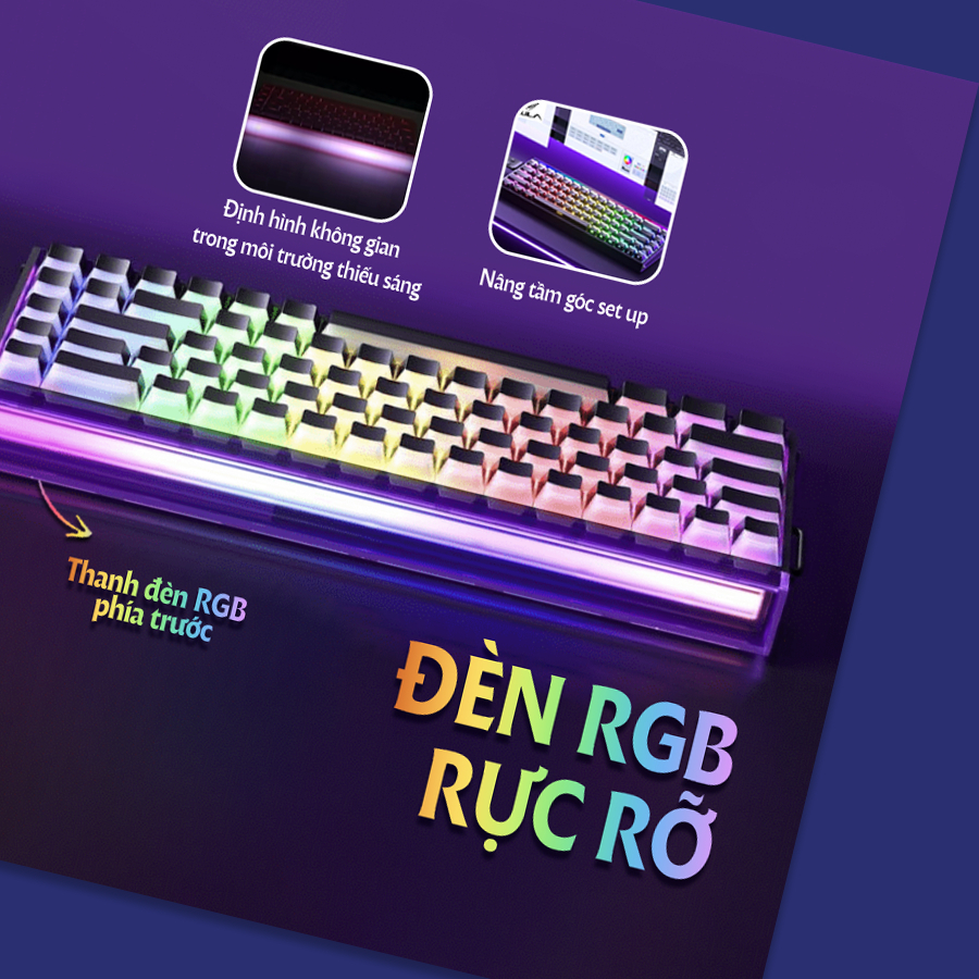 Bàn phím cơ Aula Hero68 HE - Bàn phím cắm dây, Led RGB, Hotswap, Keycap PBT | BigBuy360 - bigbuy360.vn