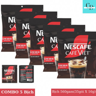   COMBO  5 Bịch Nescafé Cafe Việt cà phê đen hòa tan bịch 35 gói x 16gam date mới 