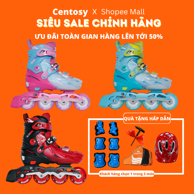  Giày Patin Trẻ Em Cao Cấp  Centosy  Cougar 333 Full Bánh Đèn - Có Form Chắc Chắn Phanh An Toàn 