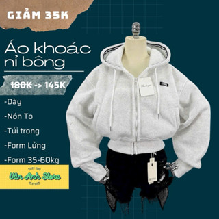 Áo Khoác Nỉ Bo Chun Form Lửng LoGo Miu Form 35-60kg mặc đẹp, áo khoác nữ dài 50cm có túi trong nón to Hoodie Zip Women