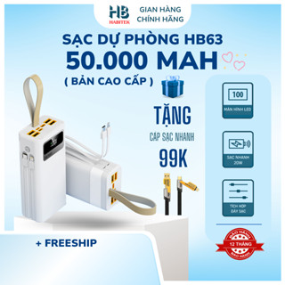 ( Tặng Cap Nhanh ) Sạc Dự Phòng 50000mAh Habitek HB63 Sạc Nhanh 100W, Chính Hãng, Sẵn Cáp Sạc, Sạc Được Nhiều Thiết Bị